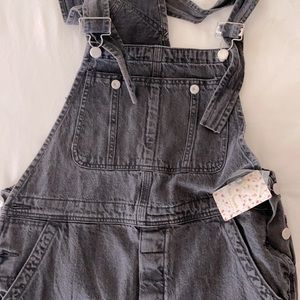 FREE PEOPLE- black jean overalls